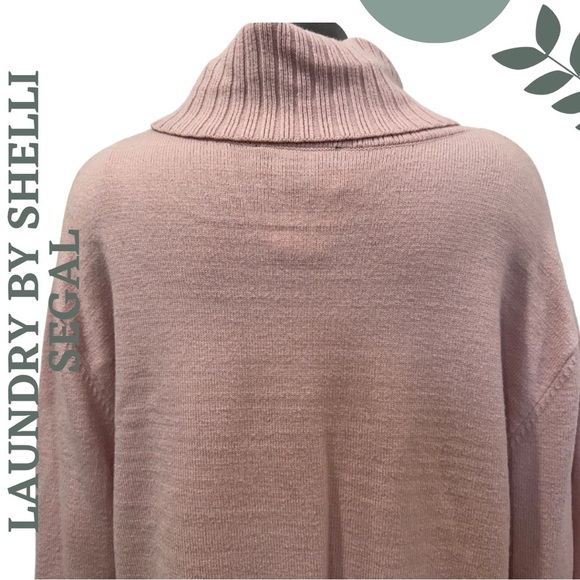 🛍️3/$40 Laundry Shelli Segal Light Pink Turtleneck Sweater Rib Pullover Medium - Picture 6 of 8